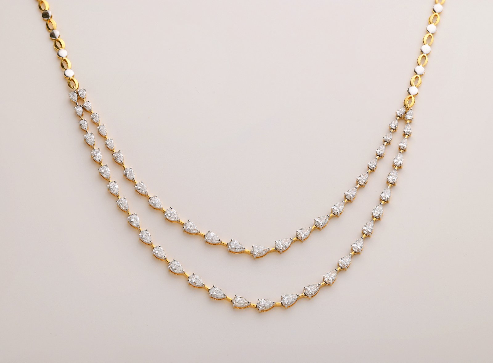 Cascading Pear Diamond Gold Necklace